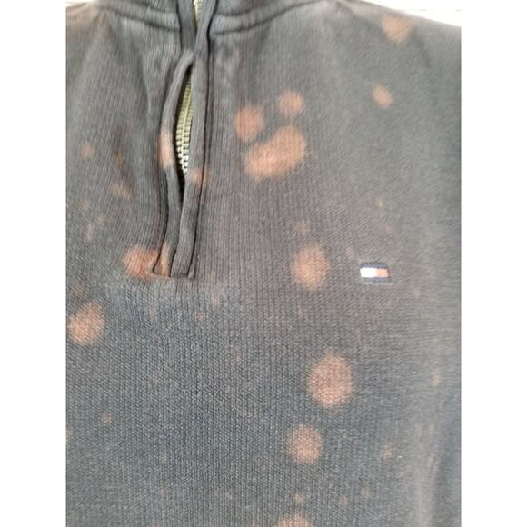 Tommy Hilfiger Sweatshirt zip up Custom reverse tie-dye Black plum Sz Small - Picture 5 of 8